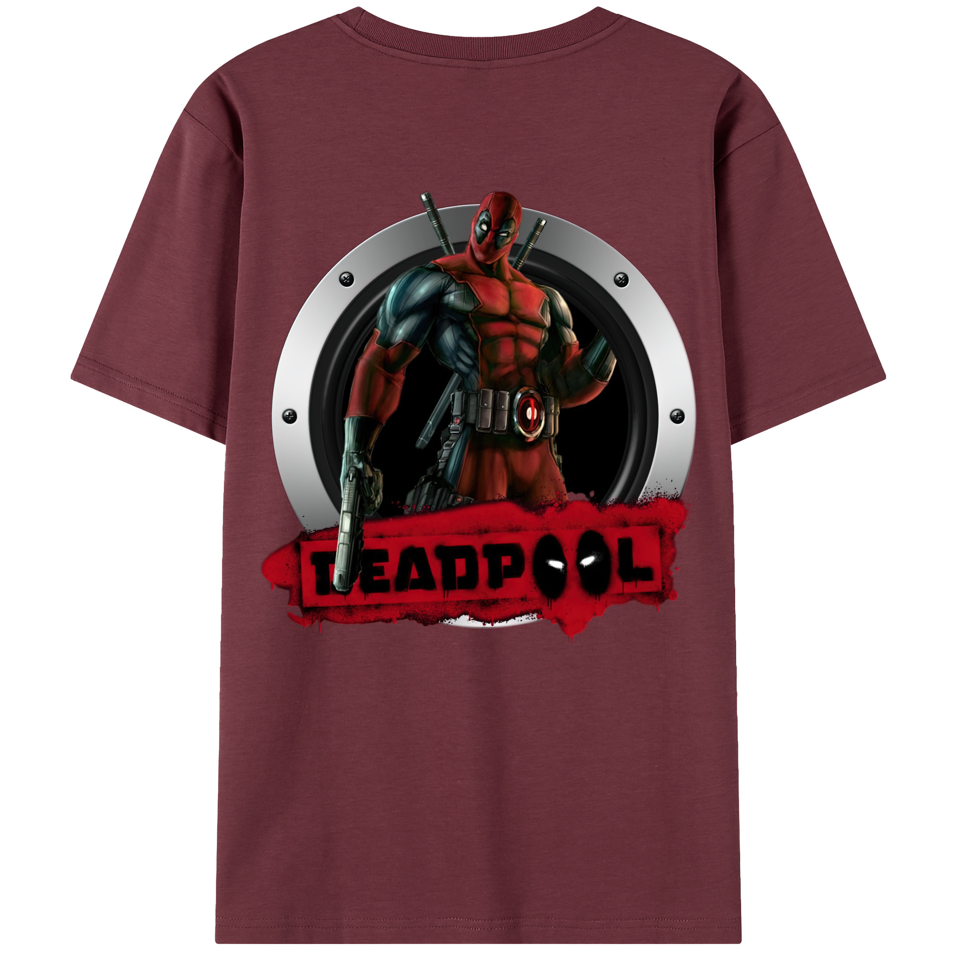 （画像用） Deadpool デッドプール 綿100％半袖Tシャツ（背面プリント）